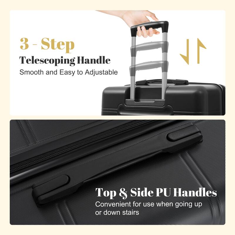 6 Piece Luggage Set, with Double Spinner Wheels Handle Password Lock, 14 IN Cosmetic Case 20/24/28 IN Luggages with Bag