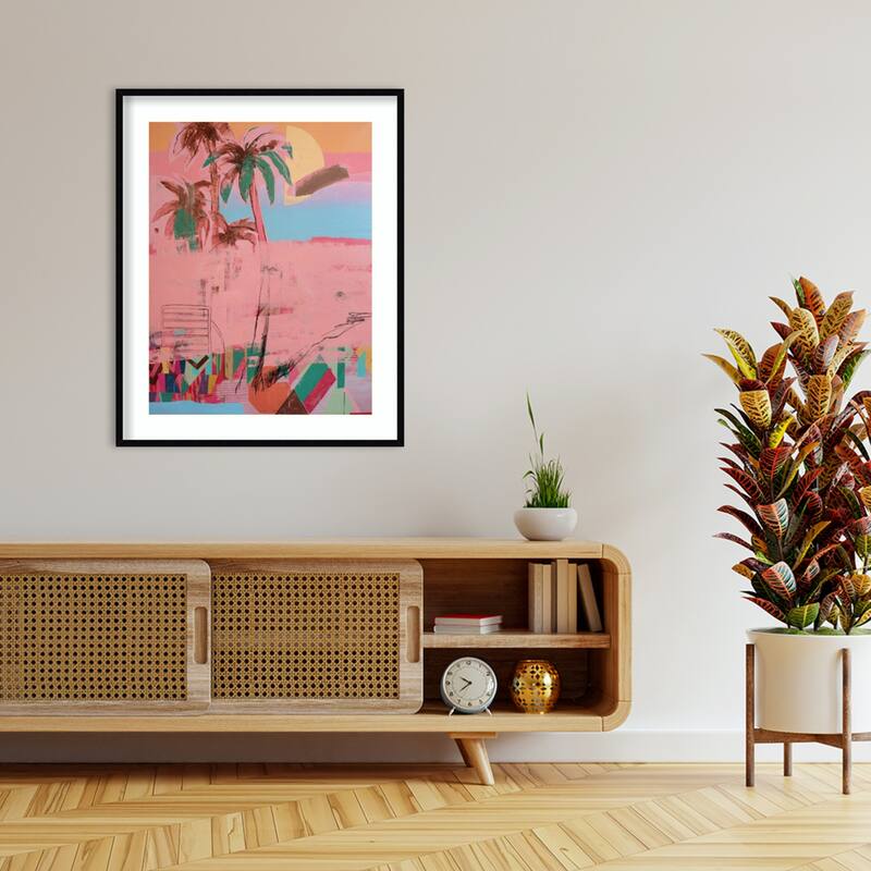 Palm - Transformation by Glib Franko Wood Framed Wall Art Print - Svelte Noir Black