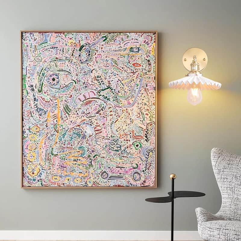 1 Light wall sconce pleated white wall lighting brass, ceramic bedroom wall lighting