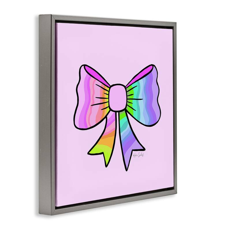 Stupell Pastel Rainbow Ombre Ribbon Framed Floater Canvas Wall Art Design By Katie Conley