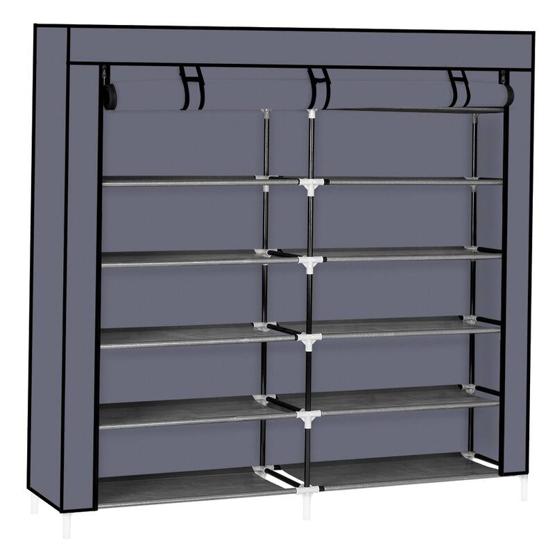 Fabric Cover 6-tier Portable Shoe Rack Closet