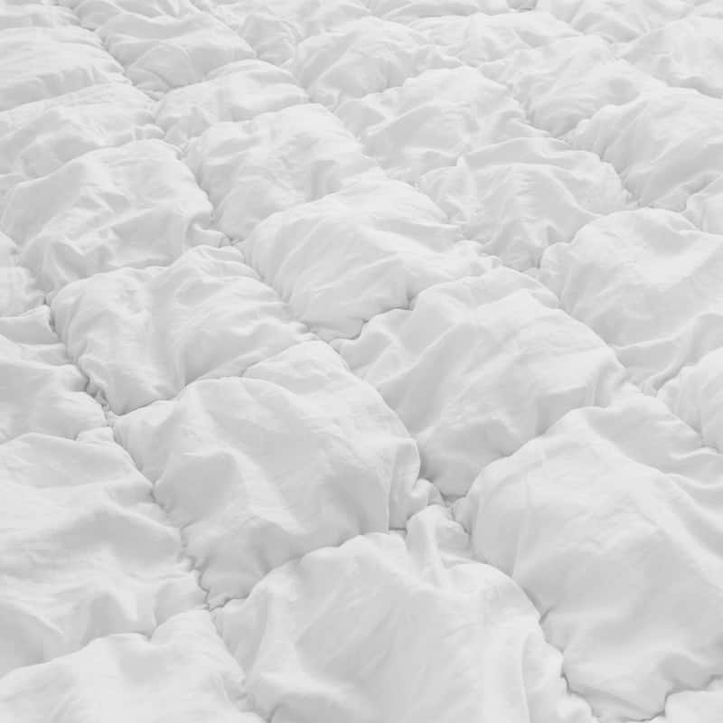 Puff Quilting Comforter Set with Pillowcases, Modern All Season Puffy Bedding Set