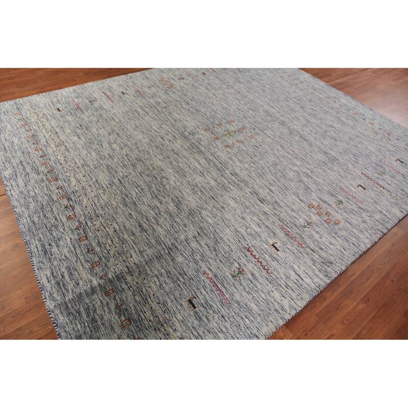 Tribal Striped Gabbeh Oriental Area Rug Hand-Knotted Wool Carpet - 7'10" x 9'7"