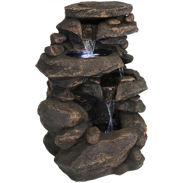 Sunnydaze 22 Inch Rock Falls Outdoor Solar Power Water Fountain 22 Inches Tall