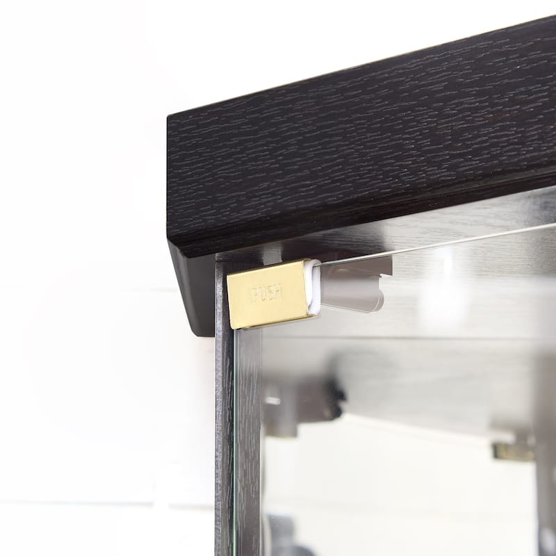 Lighted Corner Curio Cabinet with Glass Doors, Adjustable Shelves & Mirrored Back, Elegant Display Case for Wine