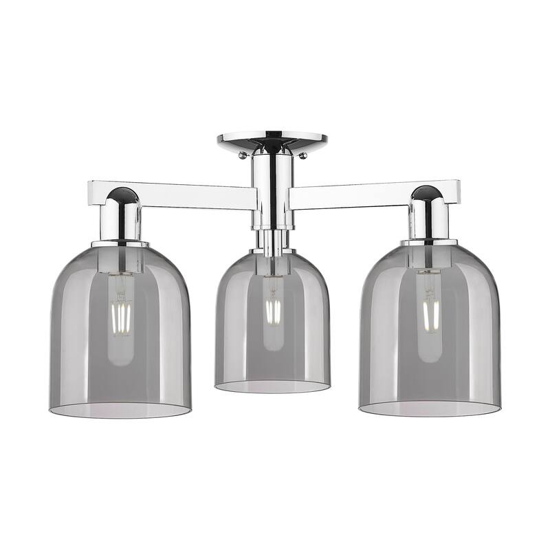 Innovations Lighting 716-3F-12-23 Bella Semi-Flush Bella 3 Light 23" - Polished Chrome / Light Smoke