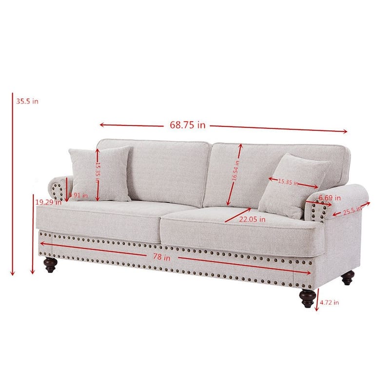 82" Chenille Sofa Couch, Upholstered Sectional Sofa