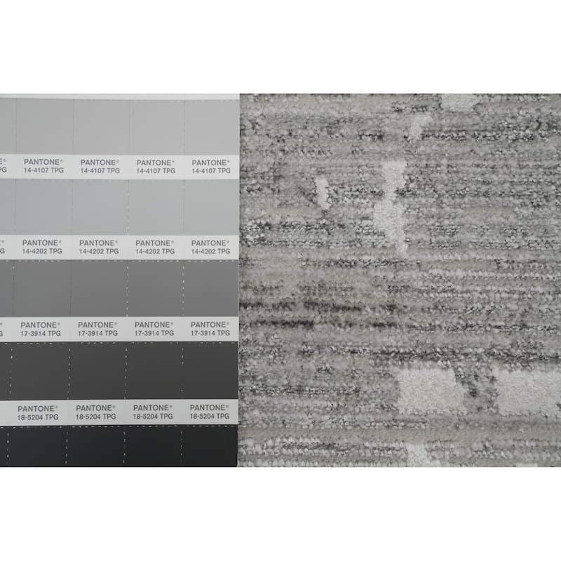 Machine Made Oriental Polyester Carpet Abstract Greys & Charcoal Distressed Area Rug - 7' 8'' X 5' 2''