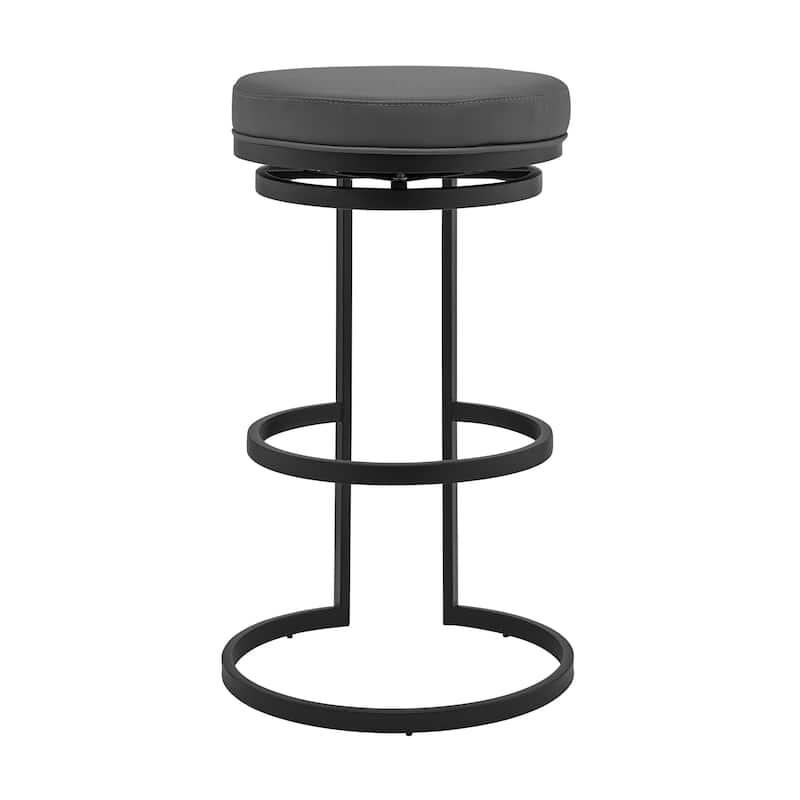 Vander 26" Gray Faux Leather and Brushed Stainless Steel Swivel Bar Stool - Counter Height - 23-28 in.