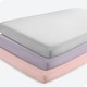 preview thumbnail 30 of 58, Bare Home Solid Ultra-Soft Crib Fitted Sheet Crib - 3 Pack - Pink Slipper/Lilac/Cloud Grey