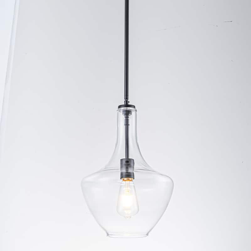 10.4" 1-Light Modern Minimalist Chrome/Gold/Matte Black Clear Glass Pendant Light