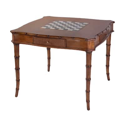 Osman 36 in. W Square Wood Chess-Checker Board Game Table with Storage Drawers