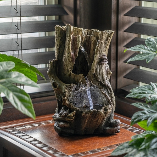 Alpine Corporation 11" Tall Indoor Rainforest Tabletop Fountain with LED Lights