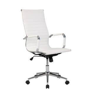 White Office Conference Room Chairs Online At Belleze Modern High Back Ribbed Upholstered Conference Office Chair White