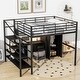 preview thumbnail 6 of 5, Metal Loft Bed With table set and wardrobe, Full, Black