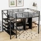 preview thumbnail 2 of 15, Multifunctional Design Metal Loft Bed With Table Set, Storage Stairs and Wardrobe, Full Size, Black