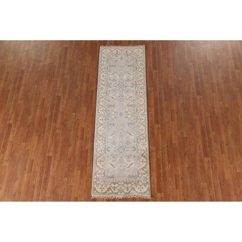 Transitional Oushak Oriental Runner Rug Handmade Wool Carpet - 2'7"x 8'3"