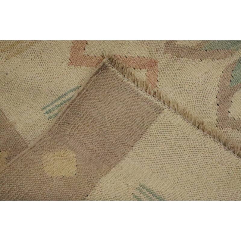 Hand Woven Oriental 100% Wool Carpet Southwestern Tribal Beige & Ivories Kilim Area Rug - 4' 7'' X 3' 1''