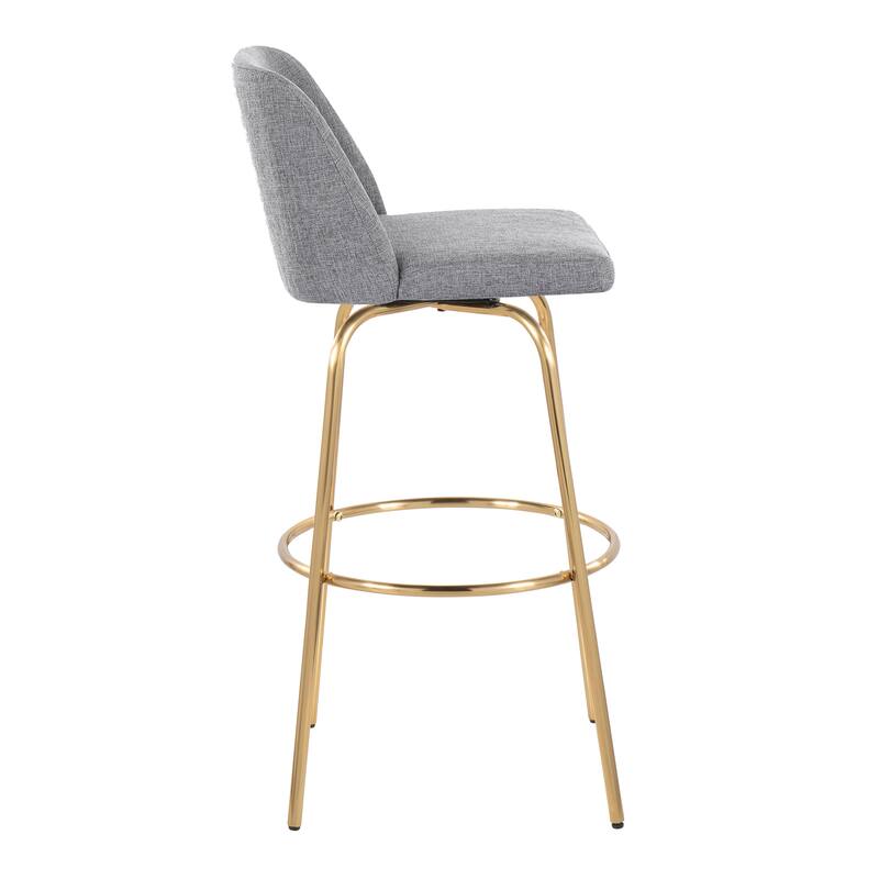 Silver Orchid Vallberga 30" Fixed-Height Bar Stool with Metal Base & Round Gold Footrest (Set of 2)