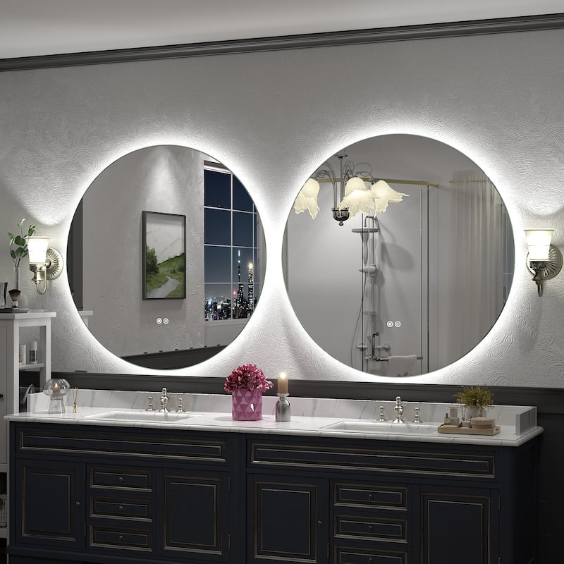 UL Certified Multiple shapes Frameless Anti-Fog 3 Colors Dimmable LED Backlit Wall Bathroom Vanity Mirror