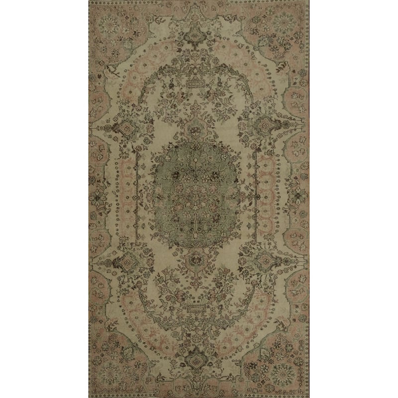 Hand Knotted Oriental 100% Wool Carpet Transitional Floral Beige & Ivories Anatolian Area Rug - 9' 2'' X 5' 3''