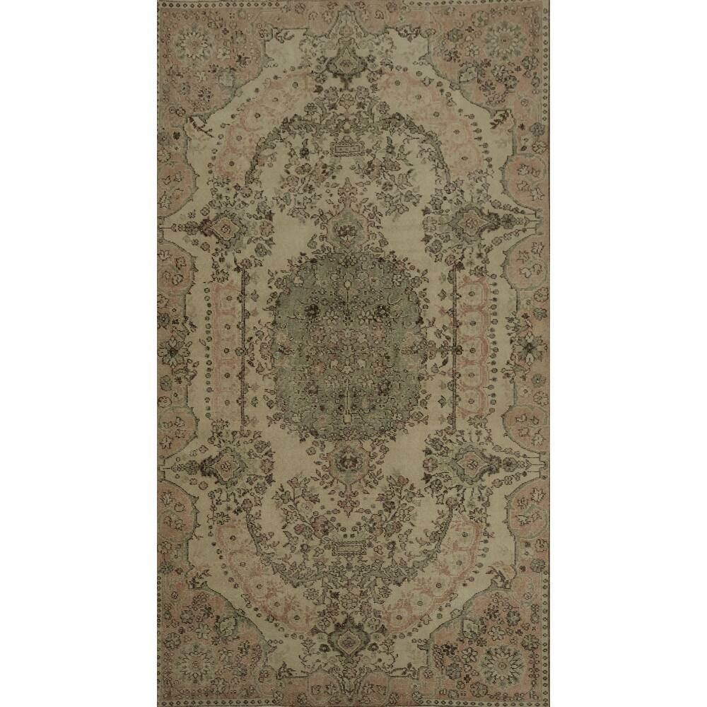 Hand Knotted Oriental 100% Wool Carpet Transitional Floral Beige & Ivories Anatolian Area Rug - 9' 2'' X 5' 3''