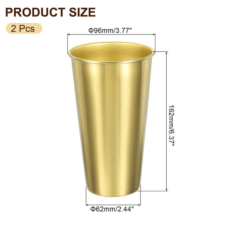 2 Pcs 304 Stainless Steel Cup, Water Glasses Cup Tumbler Gold - 23.66oz/700ml
