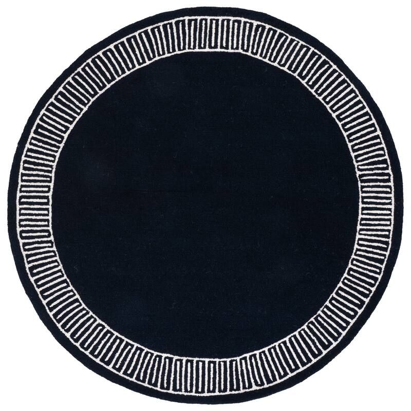 SAFAVIEH Handmade Metro Aneta Wool Rug - 6' Round - Navy/Ivory