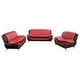 preview thumbnail 2 of 1, 3 Piece Living Room Set with Sofa,Loveseat,chair,Red/Black(4503)