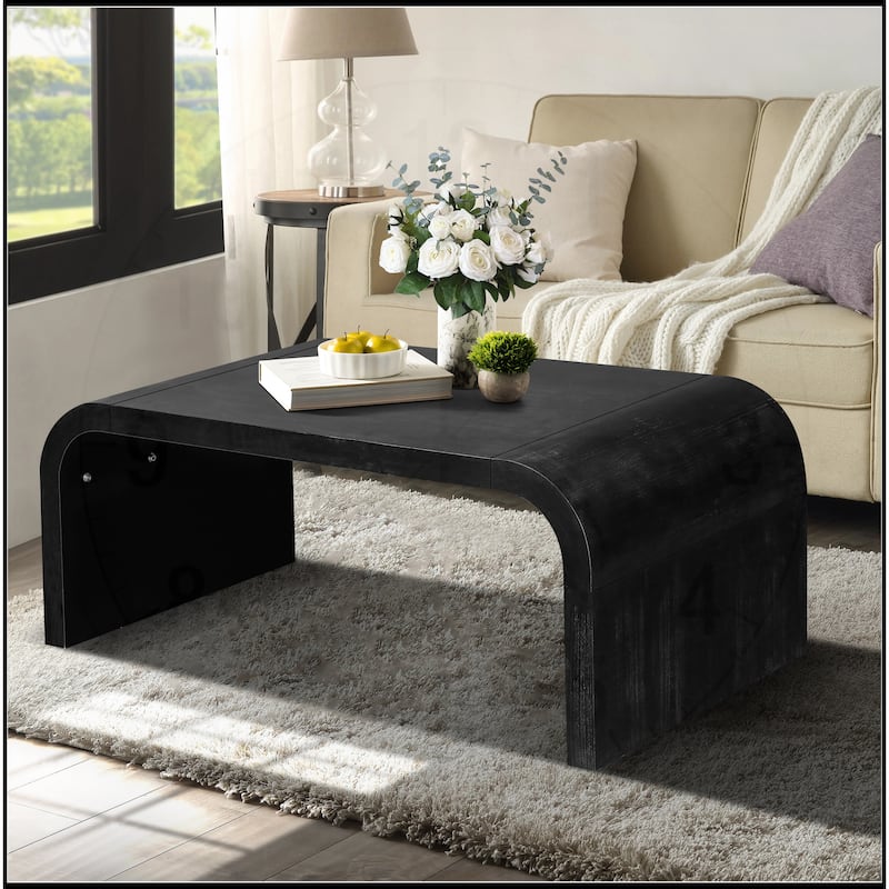 Farmhouse Vintage Crafts Coffee Table,Curved Art Deco Design