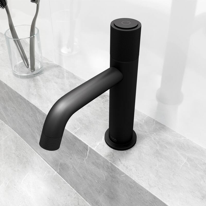 VIGO Apollo 8" H Button Operated Single Hole Bathroom Faucet