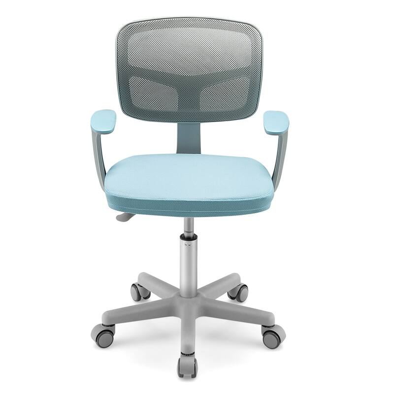Kids Ergonomic Adjustable Height Study Chair with Swivel Seat and Mesh Backrest and Armrests