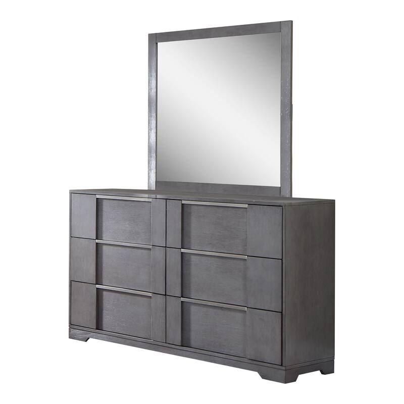 Furniture of America Tona Contemporary 5-Piece Grey Wood Storage Platform Bedroom Set with LED Lights