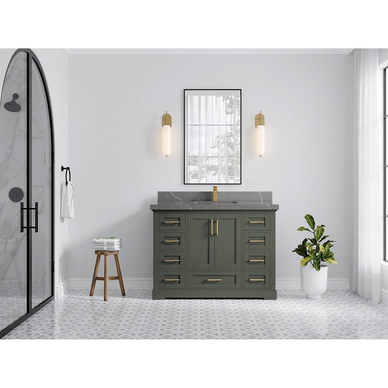 Willow Collection 48 in W x 22 in D x 36 in H Boston Single Bowl Sink Bathroom Vanity with Countertop