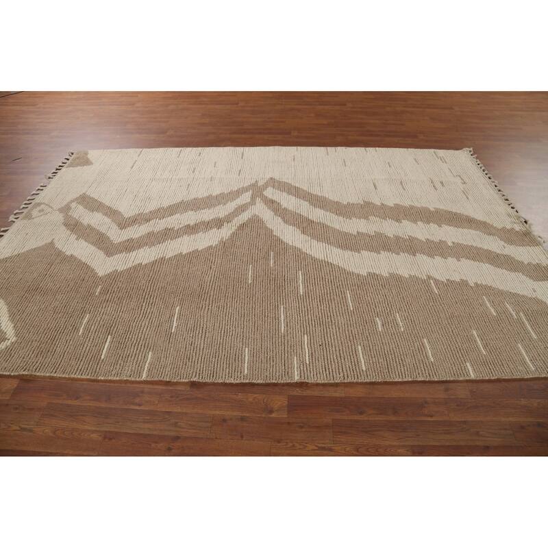 All-Over Striped Moroccan Oriental Area Rug Handmade Wool Carpet - 6'2"x 9'6"