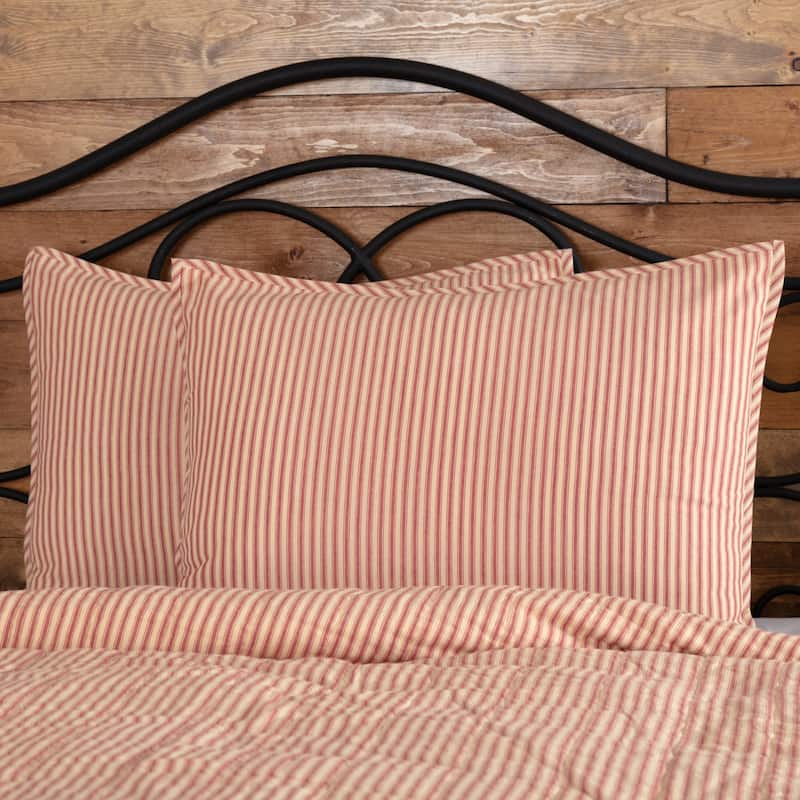 Sawyer Mill Ticking Stripe Sham - Standard - Country Red/Dark Tan