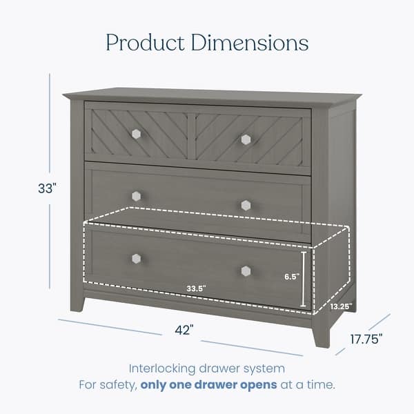 dimension image slide 2 of 3, Child Craft Atwood 3-Drawer Dresser