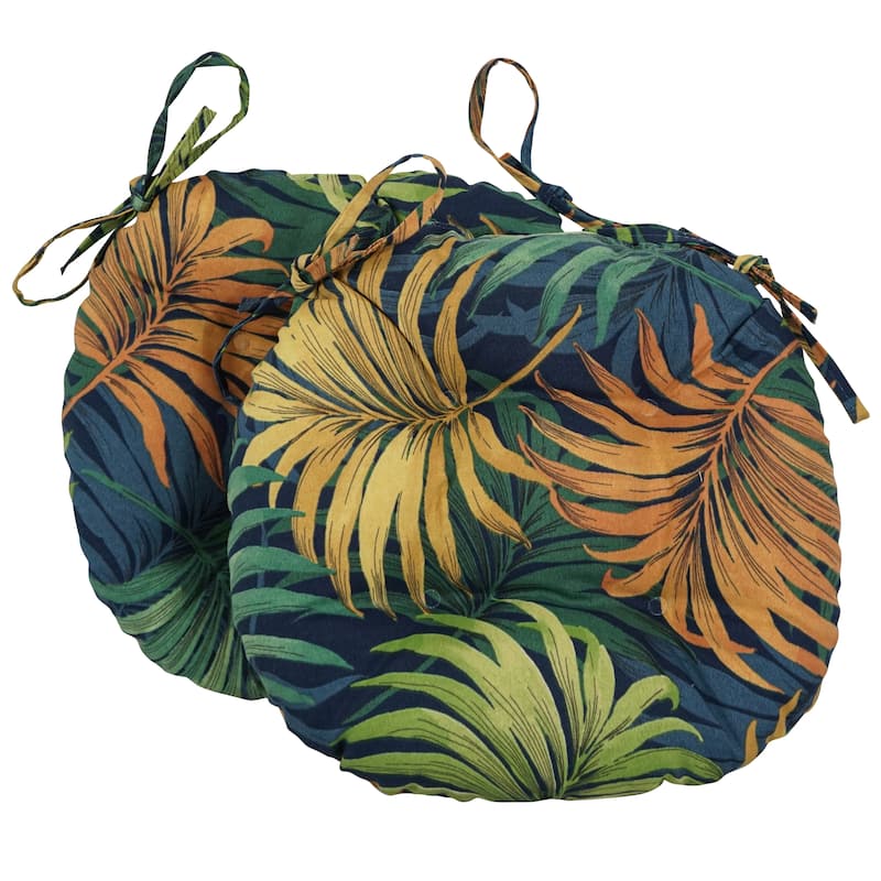 16-inch Round Tufted Indoor/Outdoor Chair Cushions (Set of 2) - 16"