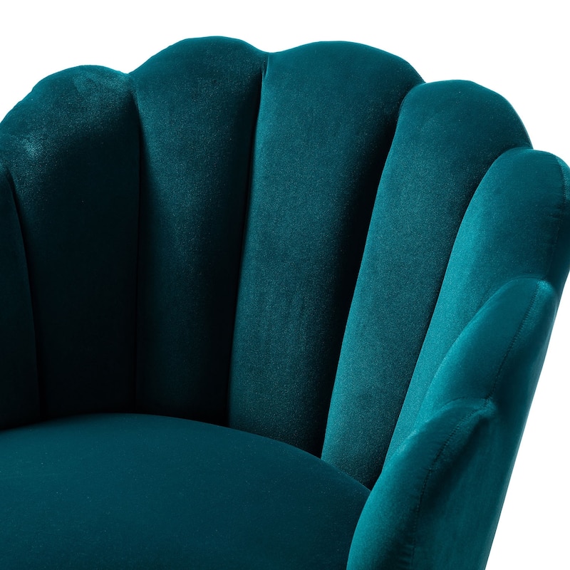Eleanora Morden Scalloped Velvet Arm Chair with Tufted Back by HULALA HOME