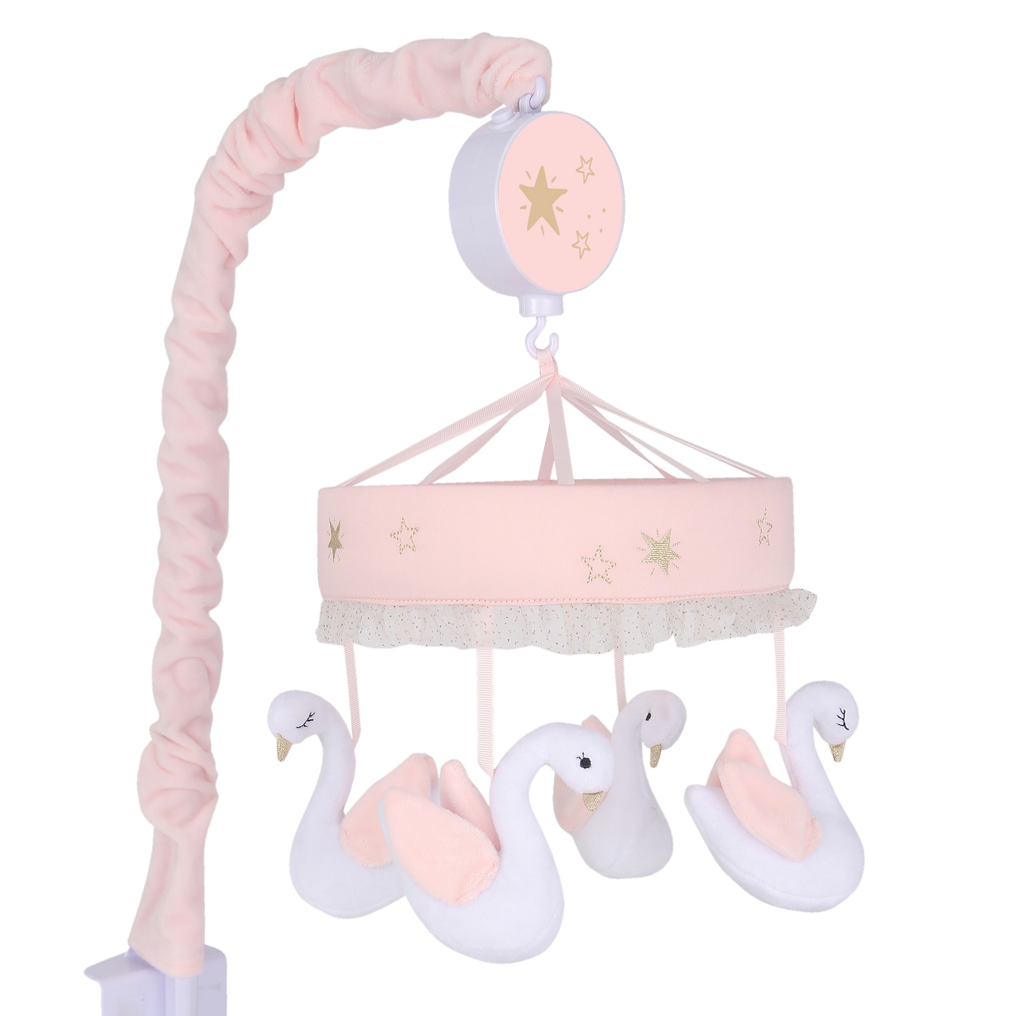 Lambs & Ivy Signature Swan Princess Pink/White Musical Baby Crib
