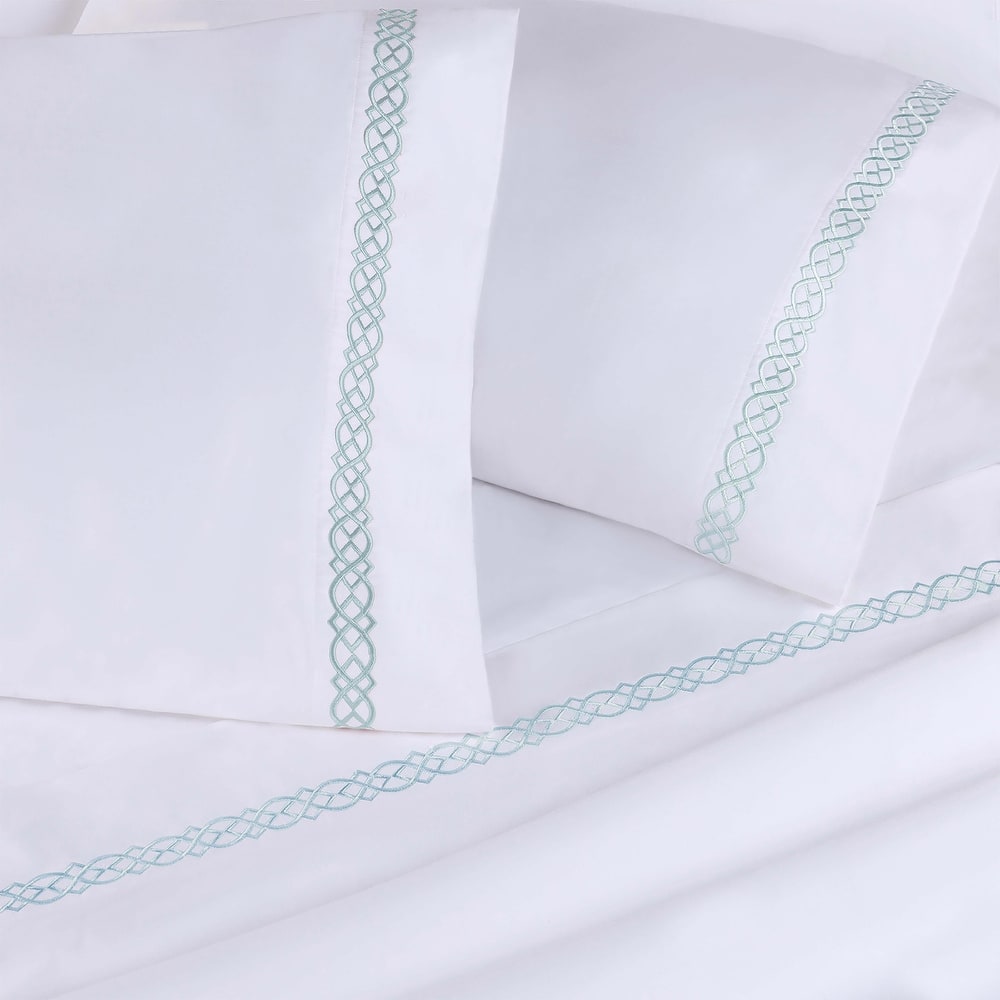 Superior Egyptian Cotton 1000 Thread Count Embroidered Scroll Pillowcases (Set of 2)