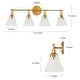 preview thumbnail 11 of 9, Coney Modern Gold 4-Light Cone Glass Bathroom Vanity Lights Wall Sconces - Antique Brushed Gold - 31.5'' L x 6.7'' W x 10.6'' H