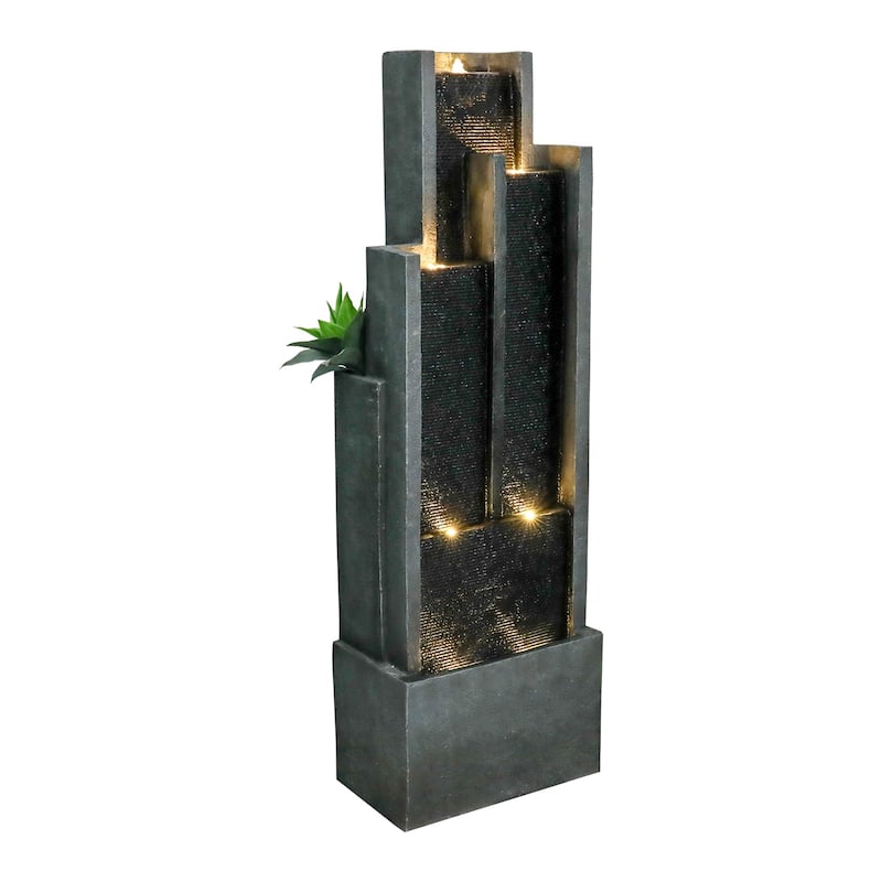 4-Tier Water Fountain w/Lights - 50.7in H Cascading Fountain for Home