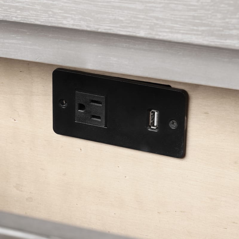 Furniture of America Sorelle Modern Solid Wood Nightstand with USB Ports