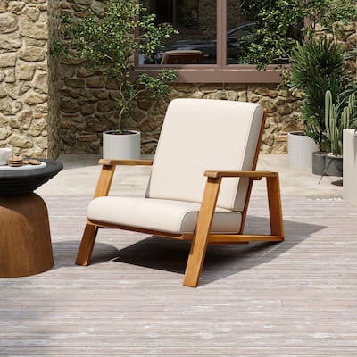 Paloma Acacia Wood Outdoor Club Chair with Cushion by Christopher Knight Home
