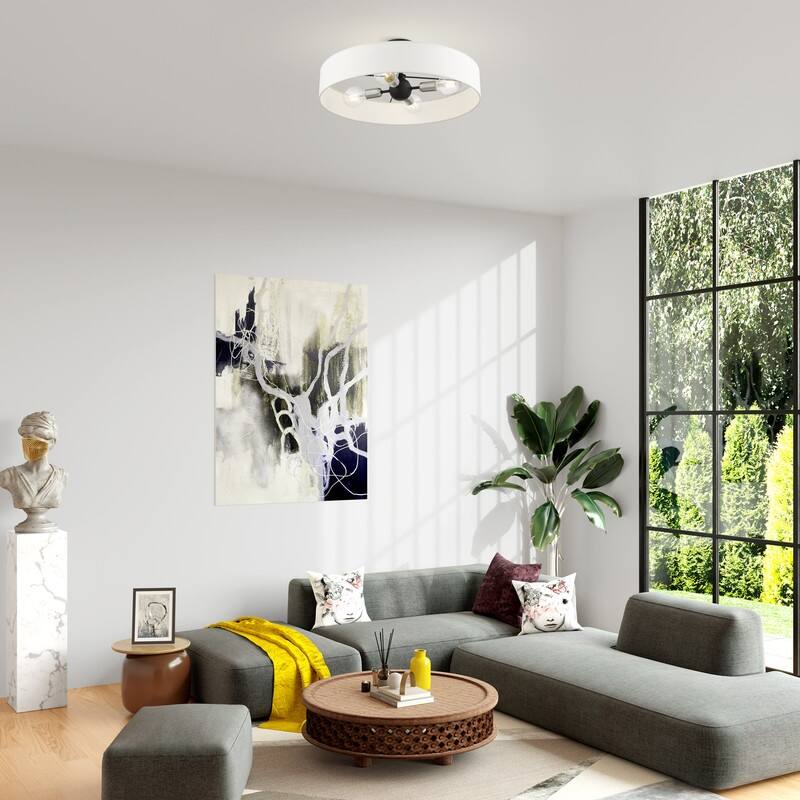 Livex Lighting 4-Light Black Semi Flush Mount, 46928-04 - 22" DIA X 7" H