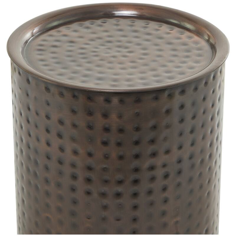 Metal Drum Handmade Accent Table with Hammered Design - Set of 3 Bronze - Roche River Decor - 18"W x 18"L x 21"H