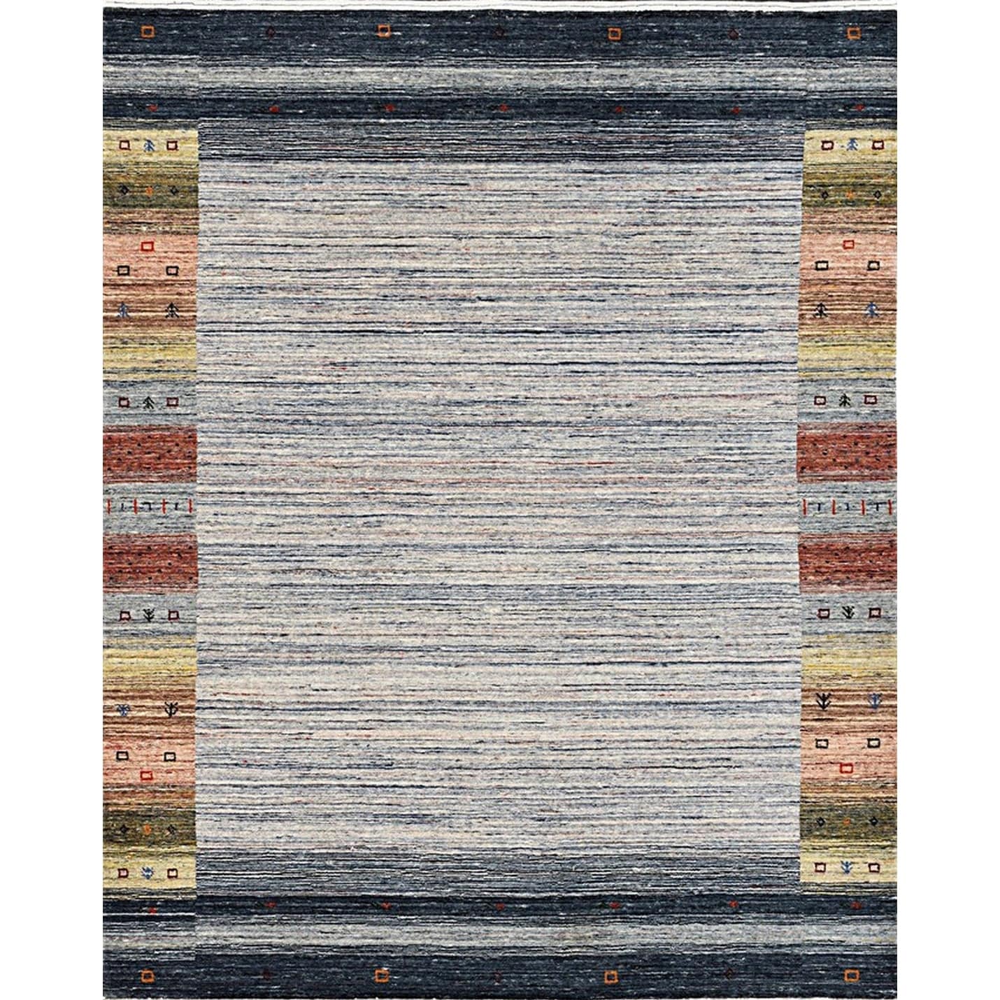 Hand-knotted Wool NATURAL GREY Transitional Modern Gabbeh Rug