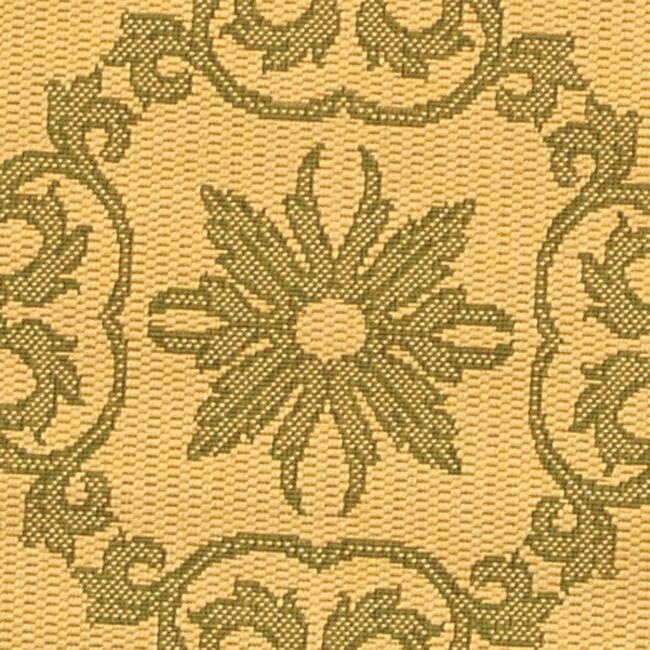 SAFAVIEH Courtyard Asumi Indoor/ Outdoor Waterproof Patio Backyard Rug - 5'3" Round - Natural/Olive