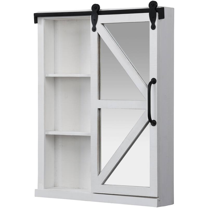 FirsTime & Co. Winona Farmhouse Barn Door Cabinet Mirror, Mirror, 21 x 5.5 x 28 in, American Designed